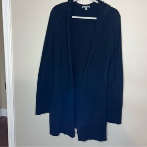 James Perse Black Open Cardigan with Hoodie size 3